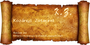Kozányi Zotmund névjegykártya
