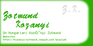 zotmund kozanyi business card